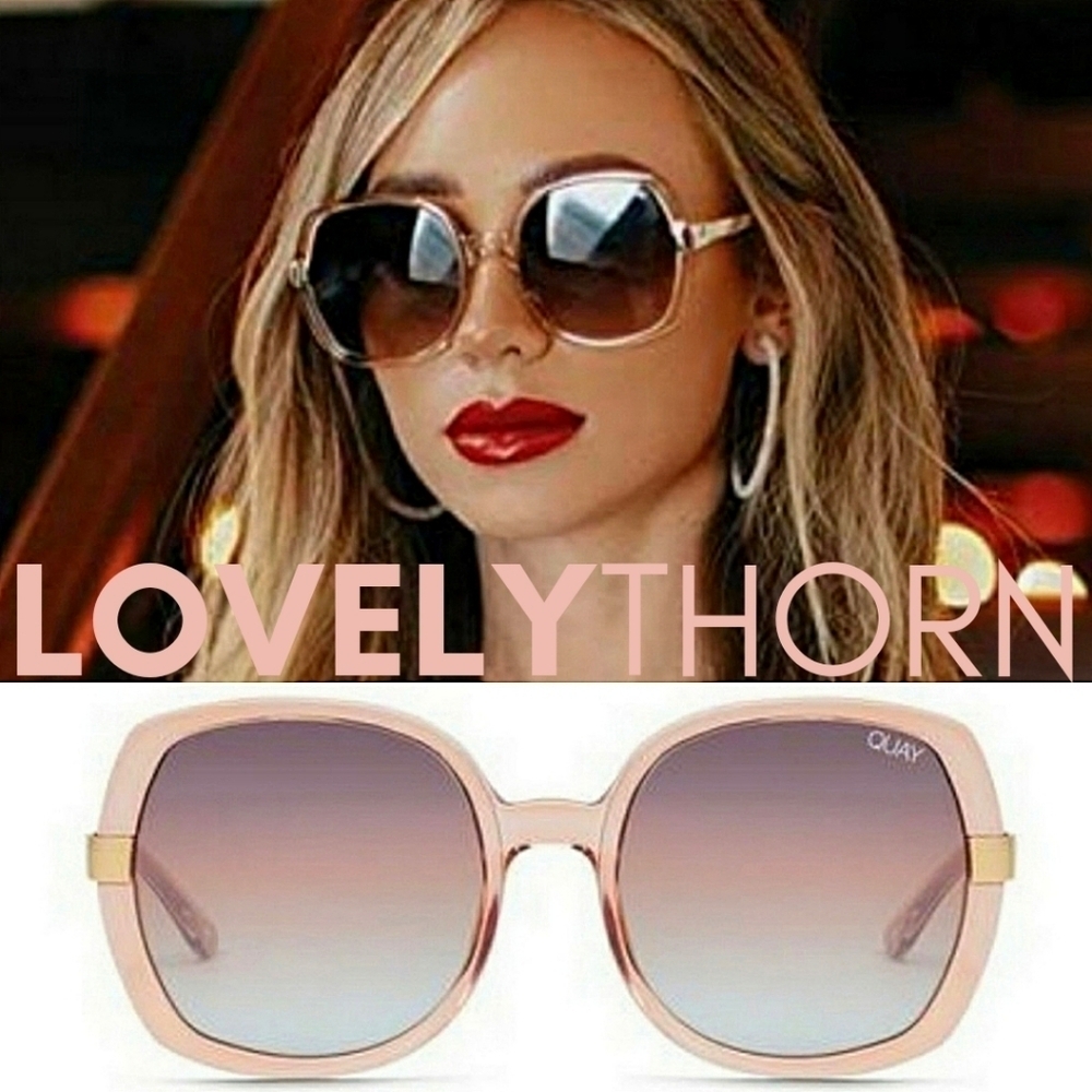 QUAY // ltd ed retro-glam xl round champagne frame brown fade lens sungl…